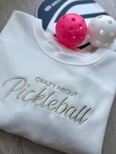 Load image into Gallery viewer, Pickleball Sweatshirt Embroidered Casual Relaxed Fit Crewneck White
