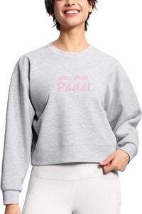 Padel Sweatshirt Embroidered Casual Relaxed Fit Crewneck Gray