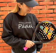 Load image into Gallery viewer, Padel Sweatshirt Embroidered Casual Relaxed Fit Crewneck Black
