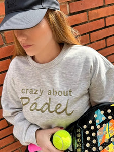 Padel Sweatshirt Embroidered Casual Relaxed Fit Crewneck Gray