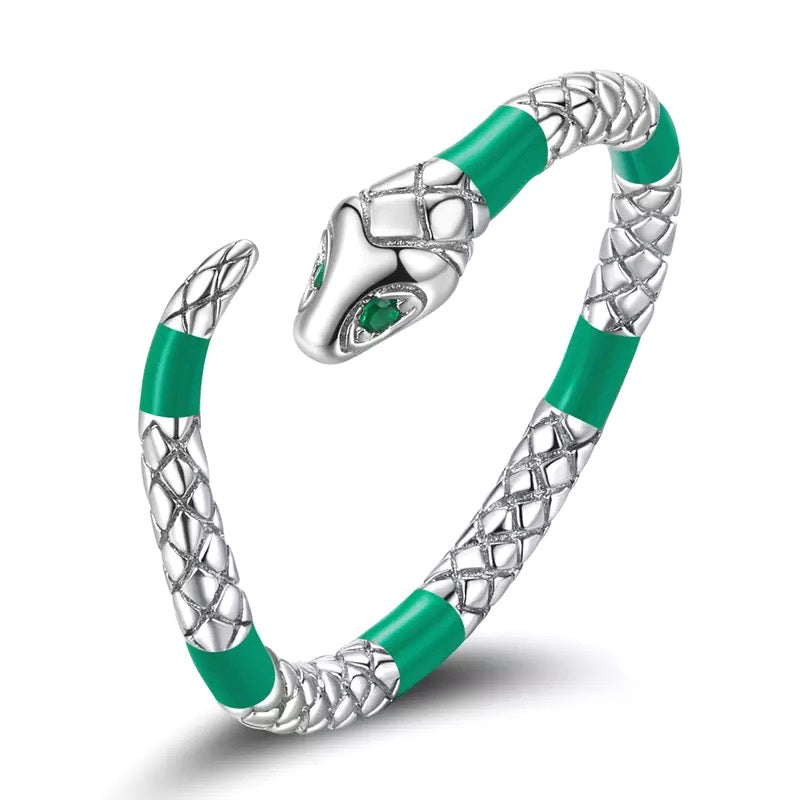 GREEN SNAKE OPEN RING