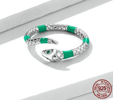 Load image into Gallery viewer, GREEN SNAKE OPEN RING
