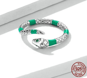 GREEN SNAKE OPEN RING