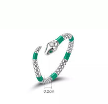 Load image into Gallery viewer, GREEN SNAKE OPEN RING
