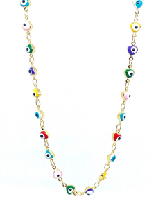 MULTICOLOR TRIANGLE LUCKY EYE NECKLACE