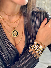 Load image into Gallery viewer, LONG CHAINS NECKLACE &amp; BLACK MEDALLION
